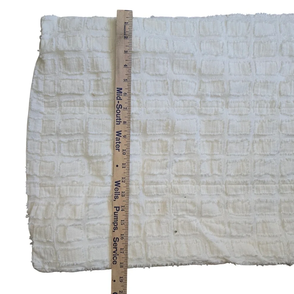 Beddy White Cotton Clipped Jacquard Grid Pillow Sham Frayed Edge 20x34 King Set‎